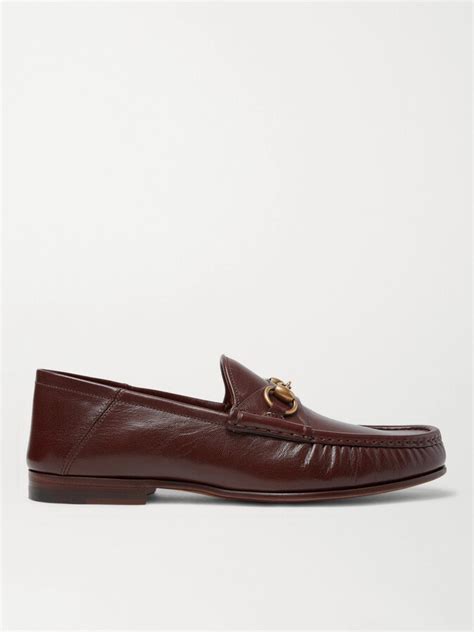 gucci easy roos horsebit collapsible-heel leather loafers|Gucci collapsible heel slippers.